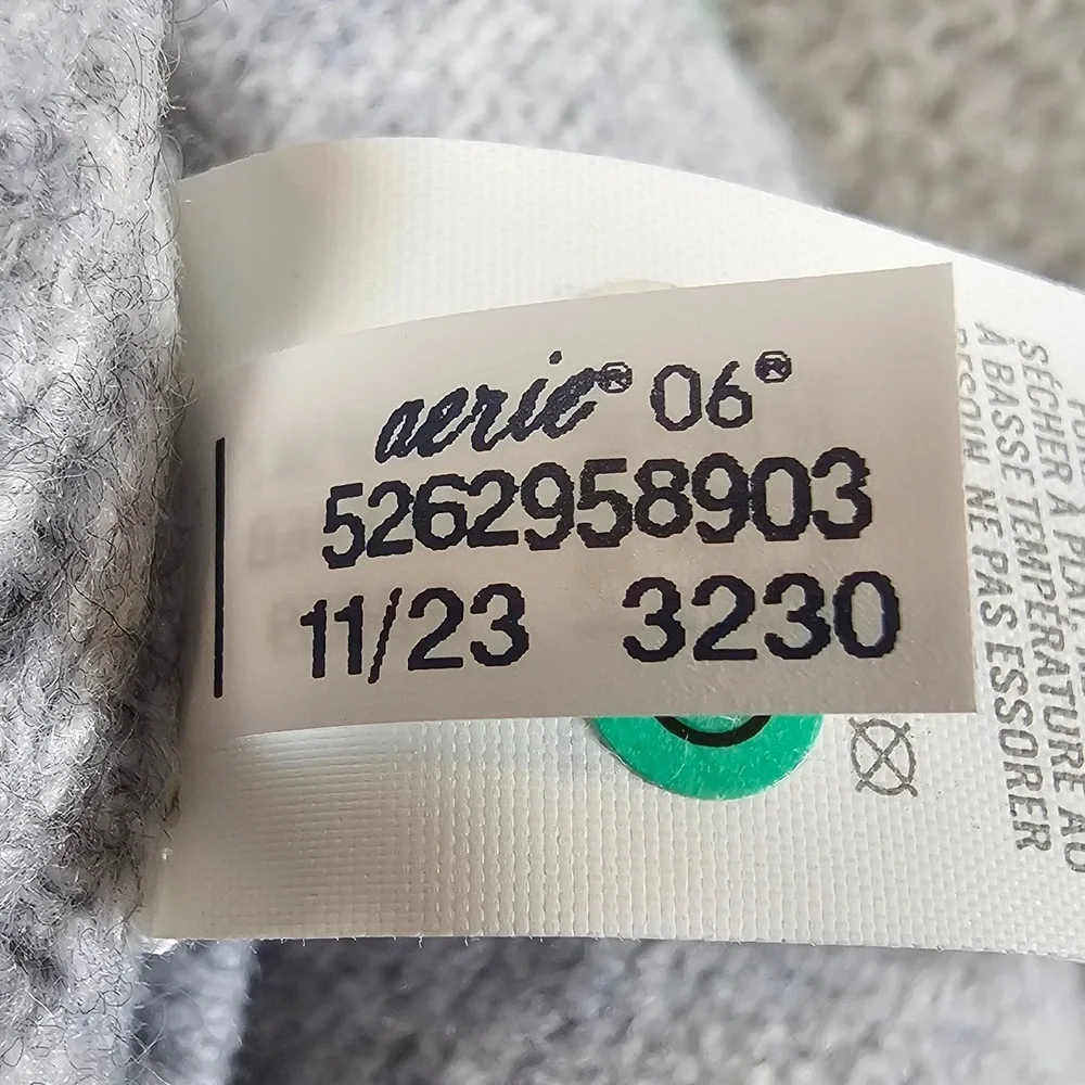 Aerie Striped Oversized Crewneck Sweater Gray‎ Green Small